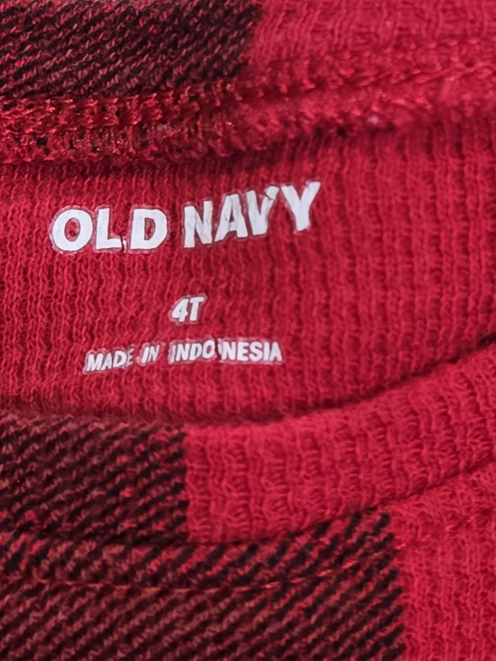 Old Navy Buffalo Plaid Dress Girls 4T Red Black Waffle Knit Holiday Cozy Classic